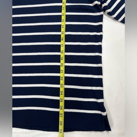 Karen Scott women’s sweater striped flower plus size 1X blue Embroidered New - Picture 4 of 4